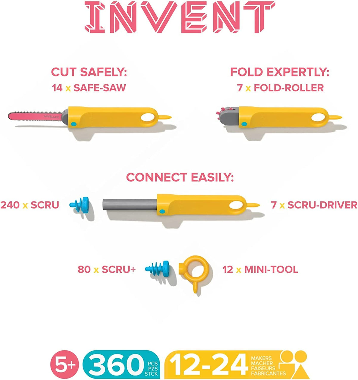 Makedo Invent Cardboard Construction Tool Kit – 360 Pieces