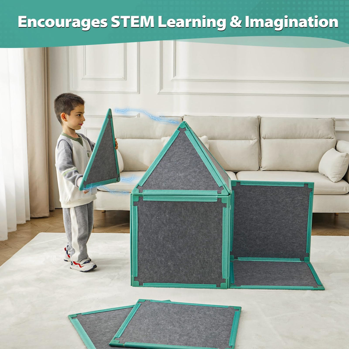 Umoving 20-Piece Magnetic Fort Building Kit | STEM Toy Ages 3+