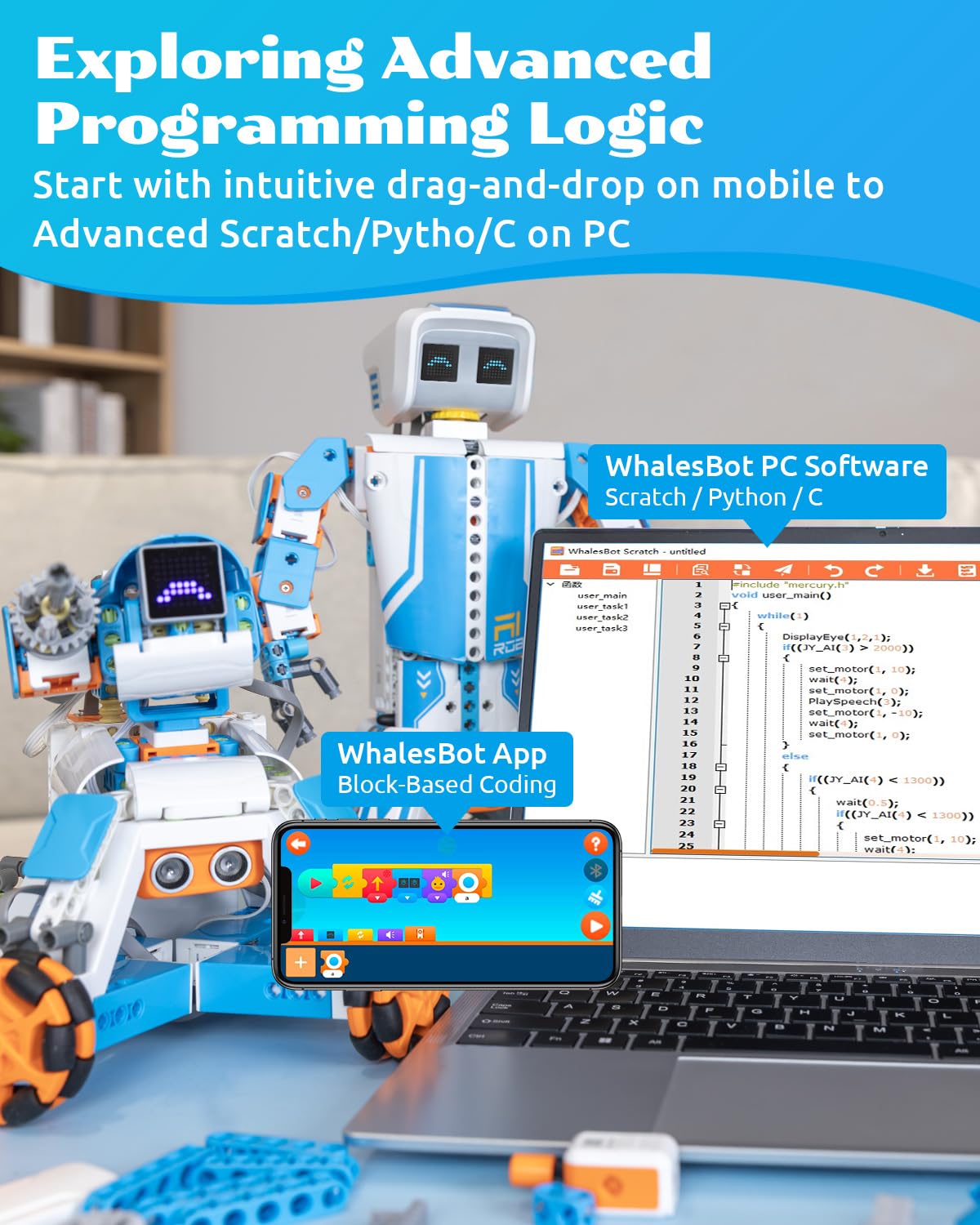 WhalesBot E9 Pro Robot Kit | Scratch & Python STEM | Ages 12–18
