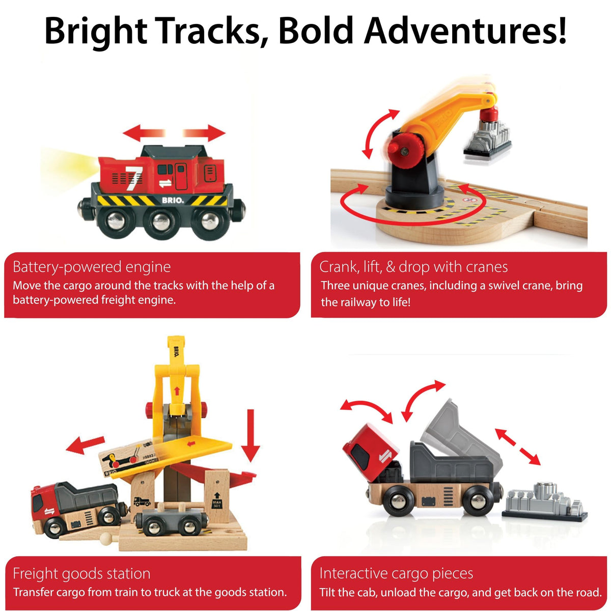 BRIO World Cargo Railway Deluxe 54-Piece Wooden Train Set – Ages 3+