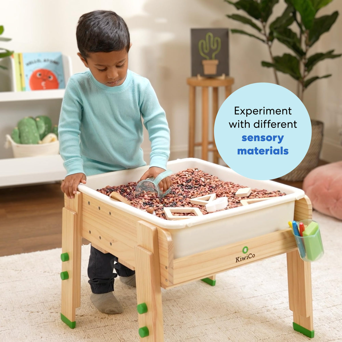 KiwiCo Wooden Water & Sand Sensory Table – Ages 3+