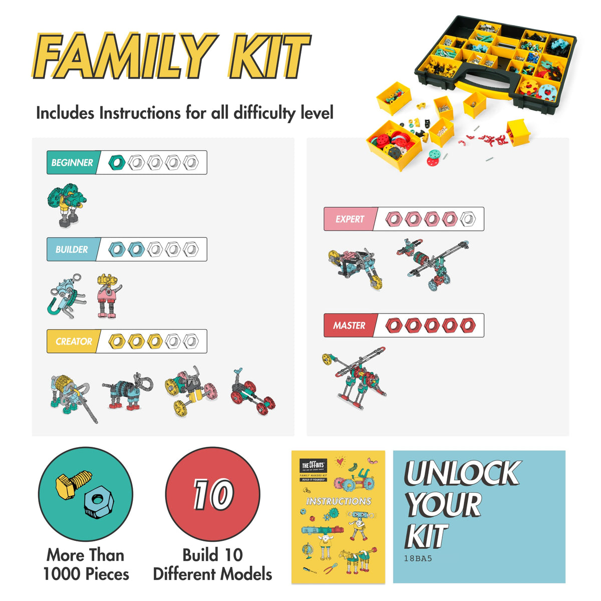 The OFFBITS Family Kit | 3-in-1 STEM Building Toy for Ages 6+