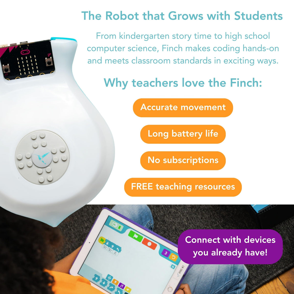 BirdBrain Finch Robot 2.0 with micro:bit – STEM Coding Kit Ages 5–16