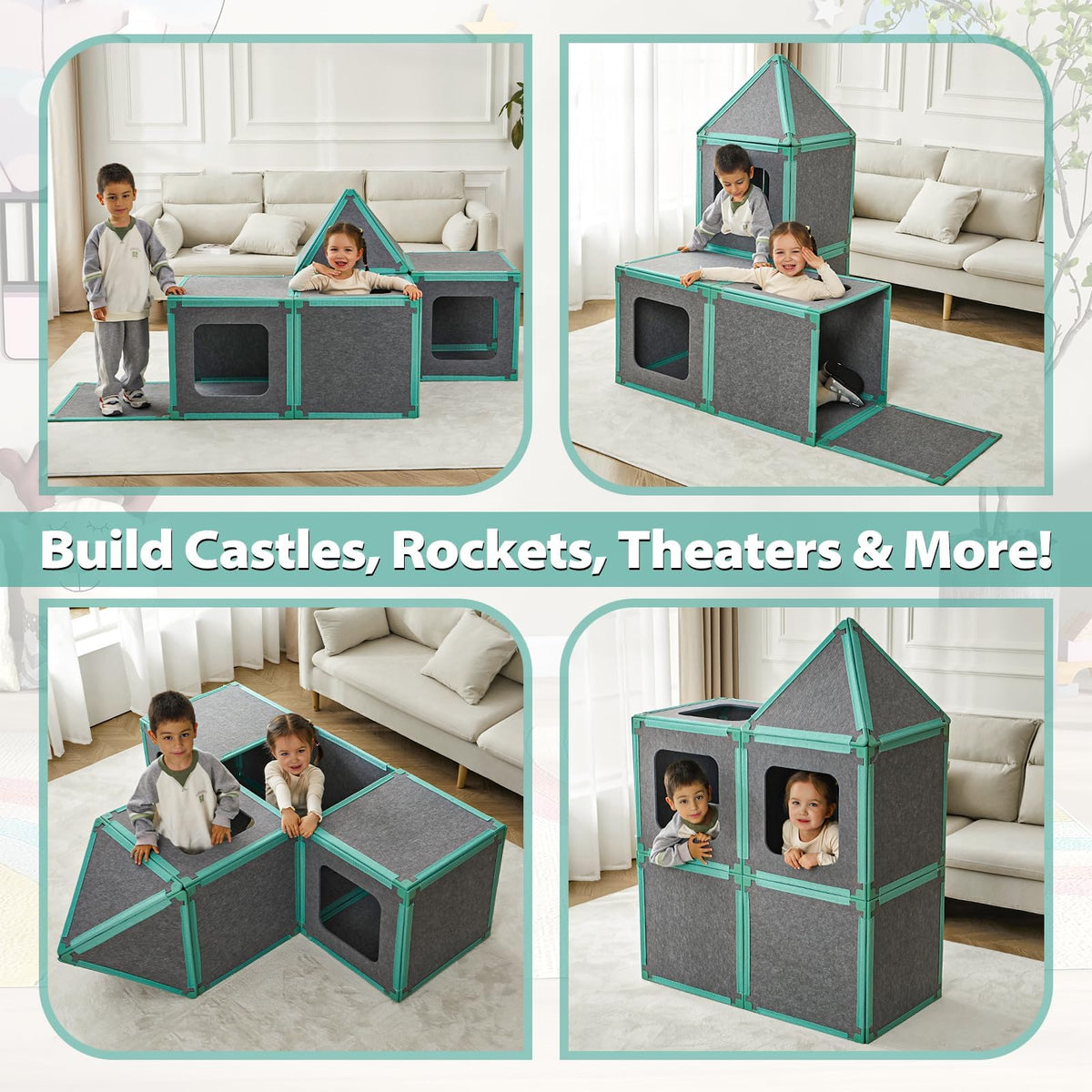 Umoving 20-Piece Magnetic Fort Building Kit | STEM Toy Ages 3+