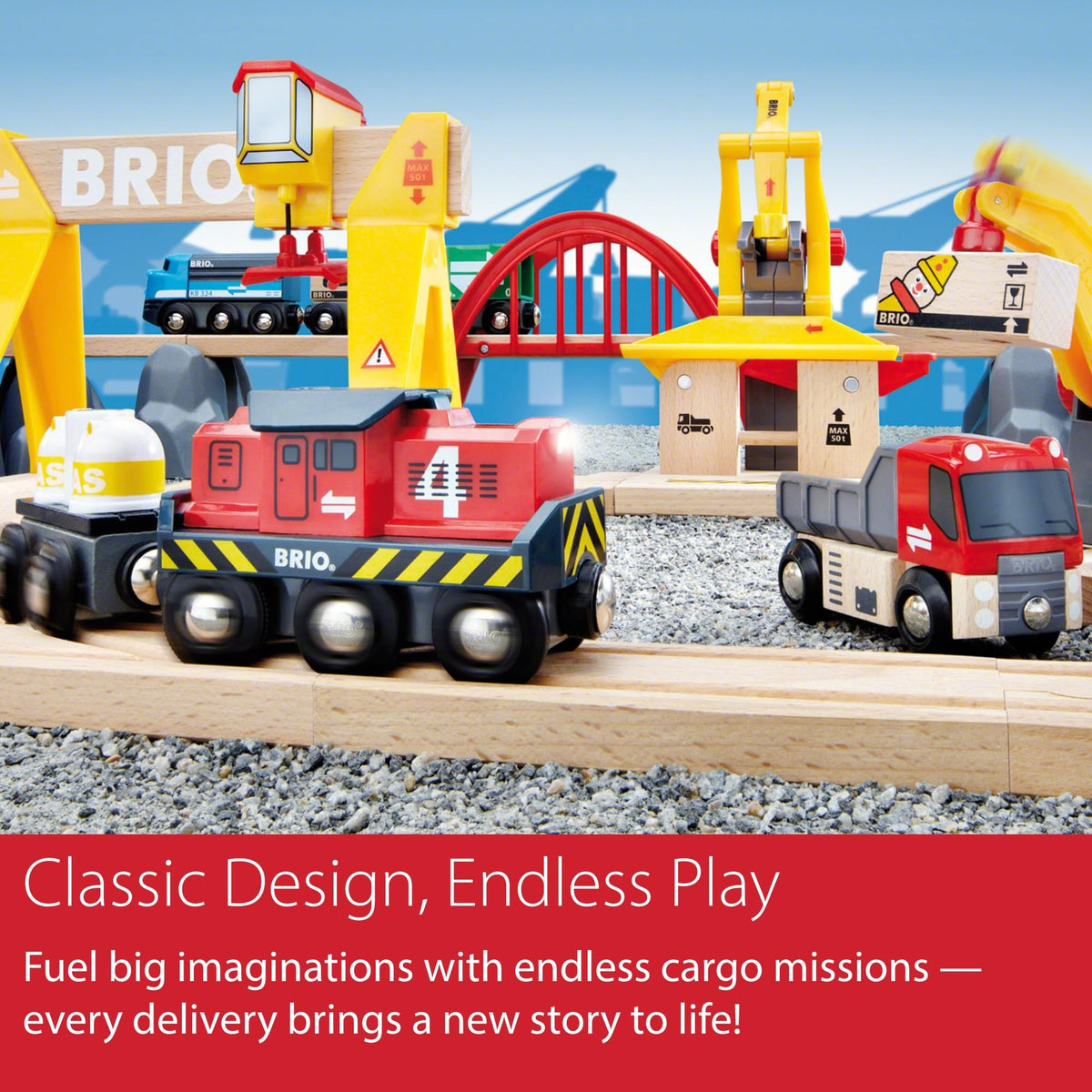 BRIO World Cargo Railway Deluxe 54-Piece Wooden Train Set – Ages 3+