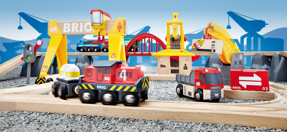 BRIO World Cargo Railway Deluxe 54-Piece Wooden Train Set – Ages 3+