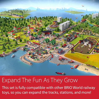 BRIO World Cargo Railway Deluxe 54-Piece Wooden Train Set – Ages 3+